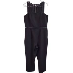 Bardot Black Lace Yoke Cropped Jumpsuit